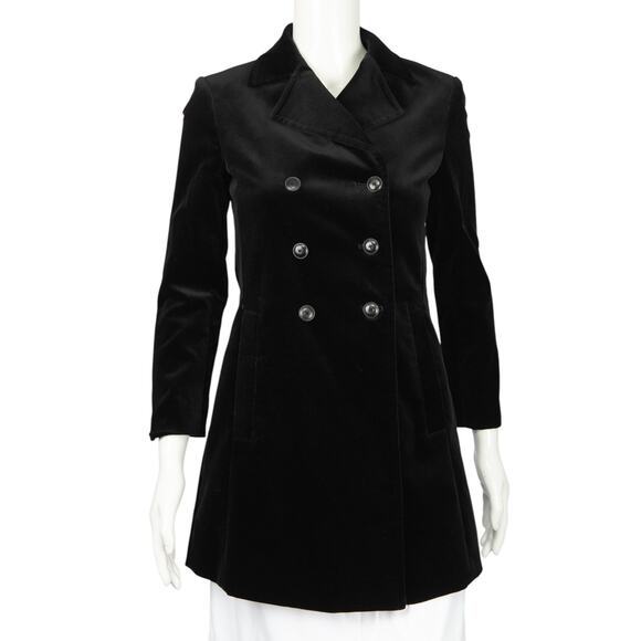Frame Jackets & Blazers - FRAME Black Velvet Double Breasted Blazer Jacket Size 0